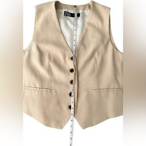 Zara Beige Button-Up Vest, Size L